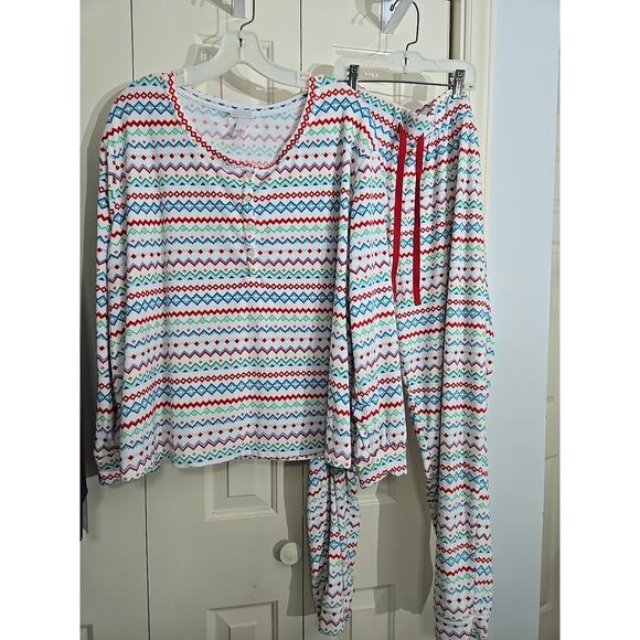 Women's Wondershop Plush PJ Set 2X Fair Isle Print Very Soft - Picture 1 of 11